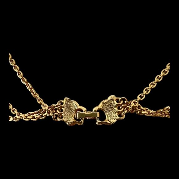 Vintage Unsigned Goldette Layered Three Strand  Purple Bezel Set Necklace - Picture 4 of 4